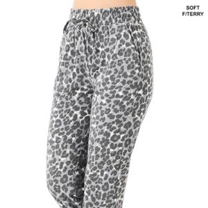 Grey Leopard Joggers